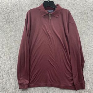 WESTBURY Shirt Mens Large Pima Cotton Pullover 1/4 Zip Long Sleeve Burgundy